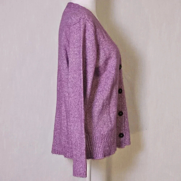 J. Jill Purple Button VNeck Button Long Sleeve Cardigan Sweater Sz S - Picture 3 of 10